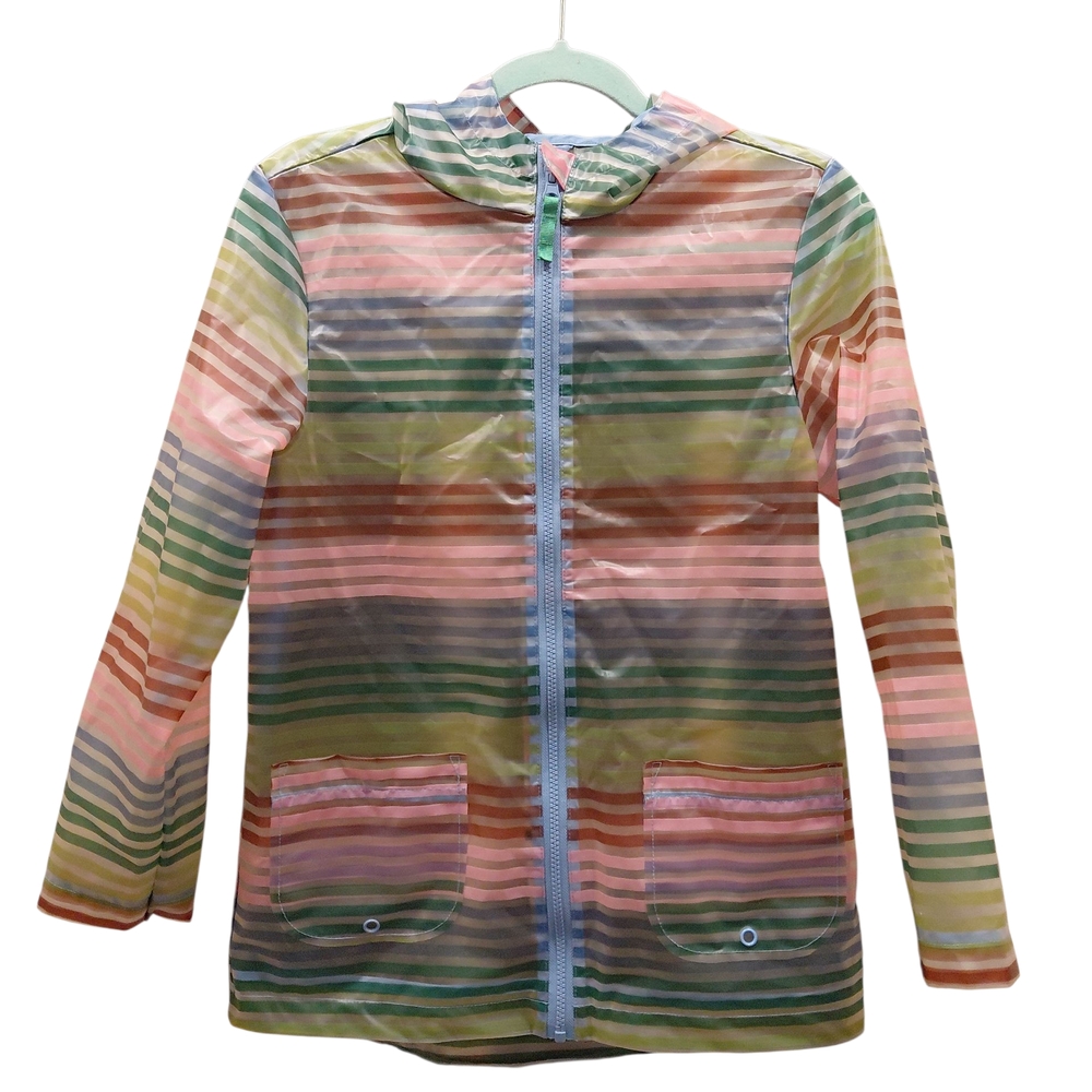 "Cat & Jack" Girls Sz. L Multicolor Striped Raincoat Brand new Condition.So cute